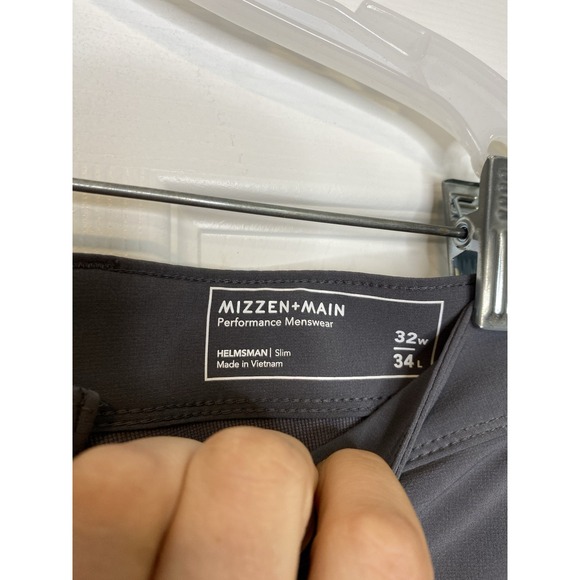 Mizzen and Main Mens Helmsman Slim Performance Stretch Golf Pants Gray 32 Fit 34 - Picture 4 of 6